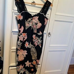 Floral Dress with Lace Detail